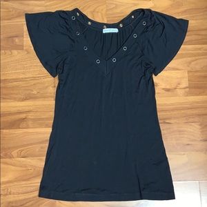 Rebecca Beeson Short Sleeve Ring V-Neck